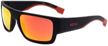 HUGO BOSS Unisex Sunglasses, Blx/4f Mt Blk Red, 58