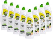 Just Green Organic Dish Soap, Plant-Based Dishwashing Liquid, Non-Toxic, Hypoallergenic, EcoCert Certified, Vegan, Grease-Cutting, Eucalyptus & Lime Scent, 25.3 fl oz (750 ml) - 8 Pack