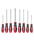 ROTATION 8PCS Magnetic Tip Torx Screwdriver Set, 8 Torx Star Screwdrivers, T8, T10, T15, T20, T25, T27, T30, T40 Red Tip | Red, Gloss, S2 Steel