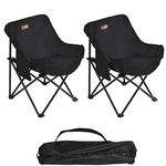 Rainberg Folding Camping Chair, Compact & Lightweight 2.2kg. Durable Metal Frame Holding up to 100kg, Outdoor, Picnic Chair, Enjoy a Comfortable Seat. (Pack of 2, Black)