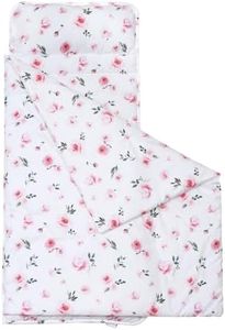 david's kids Toddler Nap Mat Set with Removable Pillow, Ultra Soft Slumber Bags for Girls，Perfect for Preschool, Daycare, Kids Sleeping Bags with Rollup Design, 50"x20", Floral