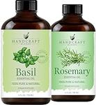 Handcraft Basil Essential Oil and Rosemary Essential Oil Set – Huge 4 Fl. Oz – 100% Pure and Natural Essential Oils – Premium Therapeutic Grade with Premium Glass Dropper