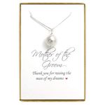 Mother of the Groom Gift Necklace, White Pearl Necklace, Single Pearl Necklace, Solitary Pearl Necklace, 18 Inches + 2-inch extender