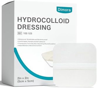 Dimora 50 Pcs Hydrocolloid Bandages 2" x 2" for Wound Care, Wound Dressing Small Hydrocolloid Gel Bandages for Burn, Blister, Acne Care, First Aid Kit Essential
