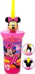 Disney Minnie Mouse Water Tumbler with 3D Character Head Straw Drinkware - Safe BPA free Bottles, Easy to Clean, Perfect Gifts for Kids Boys Girls Toddlers for Home Travel Goodies