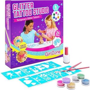 GirlZone Regalos para Niñas -Tatuajes Purpurina -Kit De Tatuajes Temporales con Brillantina para Niñas -Tatuajes Temporales -Tattoos con Purpurina 3 a 12 años