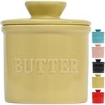 PriorityChef French Butter Crock with Lid, Keep Butter Spreadable & Fresh, Butter Keeper to Leave On Counter, French Butter Dish Perfect for Bread and Toast, Ideal Kitchen Gift, Khaki