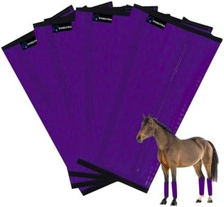 FOXLVDA Horse Fly Boots - Fly Boots for Horses Set of 4, Comfortable Horse Leggings, Mesh Material Design with Metal Support Bars for Reduces Stomping & Leg Fatigue (4, Purple, Large)