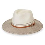 Wallaroo Hat Company Women’s Petite Kristy Fedora – UPF 50+, Wide Brim, Packable, Adjustable Sizing for Smaller Crown Sizes, Ivory/Stone, Small