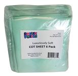 ROLLEE POLLEE Cot Sheet 6-Pack with Elastic Loops for Extra Security, 23" x 52" Standard Size, Super Soft and Durable Microfiber, Perfect for Preschool and Daycare (Green 6-Pack)