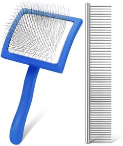 WOPQAEM Slicker Brush for Dogs, Long Pin Dog Grooming Brush for Goldendoodles, Poodles, Doodles & More, Includes Bonus Pet Comb, Perfect for De-Shedding, Dematting & Reducing Tangles. Large, Blue
