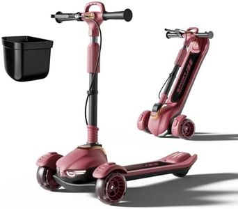 Aeneadbaby Large Kids Scooter, Toddler Scooter for Kids 3-18 & Adults, Safe Dual Brakes (Foot Brake/Hand Brake) & Bluetooth Music with Lights, 5-Level Adjustable & One-Click Folding Kick Scooter.