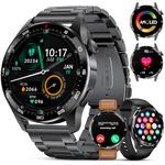 Smart Watch for Men Answer Dial Call, 1.43" Amoled Always-on Display Men's Smart Watch with Heart Rate Sleep Monitor 100+ Sports Modes for Android iOS, IP68 Waterproof Black Smartwatch with 3 Straps