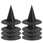 SULOLI 8PCS Childrens Black Witch Hat World Book Day Satin Girls Witch Fancy Dress Accessory