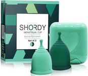Shordy Menstrual Cups, First Period Starter Pack of 2 Kit with Mini Box, Period Cup Medical Grade Silicone, Feminine Hygiene Better Alternative to Sanitary Pads & Tampons for Girls - Small & Large
