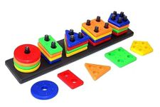 WireScorts Angle Geometric Plastic Blocks,Sorting&Stacking Toys for Toddlers&Kids Preschool,Color Stacker Shape Sorter Gift Educational Learning Toy for 1 2 3 Years Old Boys&Girls,Multicolor