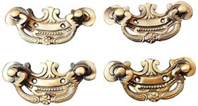 KT Hardware Solutions Vintage Brass Antique Finish Chest Handles/Drawer Pulls - Pack of 4