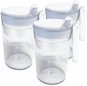 Life With Dignity Shatterproof Mug with Drinking Lid - Pack of 3 | Adult Drinking Aid Cup Elderly Small Spout Drink Lid One Handle Hand Tremor Arthritis Weak Grip Drink Mug Strong Hardwearing