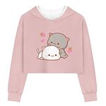 DISNIMO Cat Girls Crop Top Hoodie Sweatshirt Size 13 14 Long Sleeve Shirt Hooded Pullover Kids Youth Cute Hoodies Running Gym Sport Clothing Teen Girls Fal Outfits Outwear Athletic Clothes