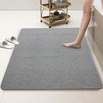 HOMBYS 58 x 44 Extra Large Shower Mat for Shower Stall Tub, Non Slip Bath Mat Bathroom Accessories, PVC Loofah Mats for Shower and Bathroom, Quick Drying, (Grey, 58"x44")