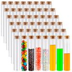 48PCS 45ml Glass Test Tubes with Cork Stoppers, Transparent Sample Storage Tube Set for Lab, Candy, Party Favors, Bath Salt, Spices, Beads