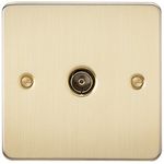 Knightsbridge FP0100BB Brushed Brass FPAV0100BB Flat Plate 1G Tv Outlet (Non-Isolated), 230 V