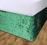 John Aird Crushed Velvet Elasticated Divan Bed Valance (Emerald Green, King)