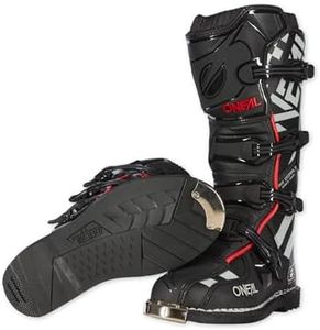 O'NEAL | Bottes de motocross | MX Enduro | Protection de la semelle en métal, boucles de fermeture facilement réglables | TRIBUTE Boot SQUADRON V.21 | Adulte | Noir/Gris | Taille 39/7