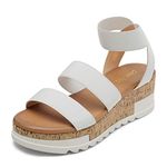 DREAM PAIRS Women's Open Toe Ankle Strap Casual Flatform Platform Sandals,Size 11,White-Reed-1,Reed-1