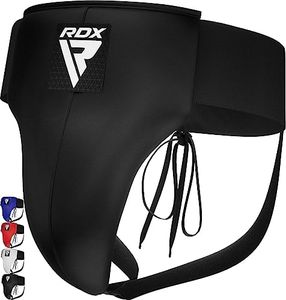 RDX MMA Abdominal Guard Groin Cup Boxing Adult Abdo Protector Jock Strap Muay thai, Medium, Black, Medium, Black