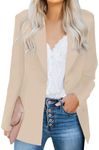 luvamia Women's Casual Long Sleeve Lapel Button Slim Work Office Blazer Jacket Tweed Blazer Jackets for Women Long Blazers for Women Light Beige Size Medium Size 8 Size 10