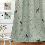 H.VERSAILTEX Blackout Curtains for Bedroom 63 Inches Length Thermal Insulated Birds Rustic Printed Curtain Drapes for Living Room Energy Efficient Room Darkening Home Decoration Pair 2 Panels, Sage