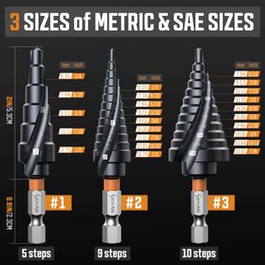 Premium HSS M35 Cobalt Step Drill Bit Set, 3-Piece – TiAlN Coated for Metal, Wood, Plastic