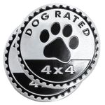 2 PCS Dogs Badge Rated Car Emblem, 4 x 4 Metal Automotive Badge, 3D Round Metal Car Badges Emblems, Car Badge Decals Stickers Compatible with Jeep Wrangler Vehicles Trucks SUV RV