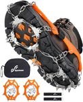 Sportneer Crampons： Ice Cleats for Shoes and Boots with 28 Spikes - Traction Slip-on Stretch Footwear for Walking and Shoveling on Ice and Snow - Lightweight for Women and Men