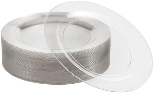 MATANA 25 Assiettes en Plastique Rigide Élégantes & Réutilisables à Paillettes Argentées (26cm) - Assiettes Plates Solides pour Mariages, Anniversaires, Baptêmes, Fêtes