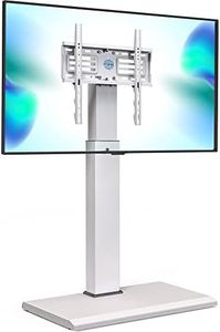 FITUEYES White TV Stand for 32-65 inch TV Metal Base Stand Floor with Swivel and Height Adjustable Hold up to 88 lbs Max VESA 400x400 mm White