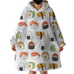 Sleepwish Sushi Hoodie Blanket Sushi Blanket Cartoon Sushi Blanket Hoodie for Kids Girls Women Cute Hoodies Pullover Fleece Wearable Hooded Blanket (Kids 54" x 28")