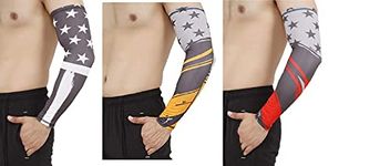 UNBEATABLE High Performance Arm Sleeves for Athletic Arm Sleeves Perfect for Bike Riding,Cycling Lymphedema, Basketball, Baseball, Running & Outdoor Activities PACK OF 3