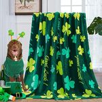 inhand St Patricks Day Throw Blanket 50” X 60”, Clovers and Shamrocks Design Super Soft Flannel Fleece Blanket, Green Gnome Leaf Saints Blanket Decorations for Bed Couch Living Room Sofa (Shamrock)