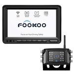 Fookoo HD 1080P 7" Wireless RV Backup Camera System, 7" Split Screen Recording Monitor, IP69 Waterproof Rear View Camera w/ Parking Lines & Infrared Lights, 4 Channels for Truck/Trailer/Van/Bus (DW7)