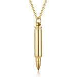 Bullet Memorial Keepsake Pendant Stainless Steel Cremation Ashes Urn Necklace Capsule Funeral Casket Urn Pendant Keepsakes for Men Women (Gold)