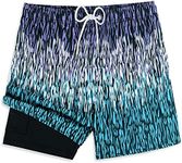 MILANKERR Compression Shorts for Men 5.5 inch Compression Lined Swim Trunks Men (Turquoise Lavender, X-Large)