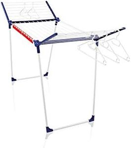 Leifheit Pegasus 200 Solid Standing Clothes Airer, Foldable Clothes Rack for Outdoor & Indoor, 20 m Clothes Horse with Hangers and Peg Bag