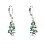 CRMAD Christmas Tree Earrings for Women Sterling Silver Christmas Jewelry Gifts