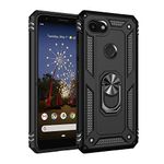 HiCASE Pro Case for Google Pixel 3A XL, Hybrid Armor Dual Layer Heavy Duty Rugged Shockproof Protective Case Back Cover, Hard Shell + Soft TPU + Ring Stand Fits Magnetic Car Mount