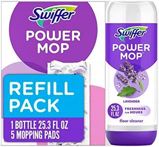 Swiffer PowerMop Multi-Surface Refill Pack for Floor Cleaning, Pack Includes 5 Mopping Pad Refills, 1 Floor Cleaning Solution with Lavender Scent