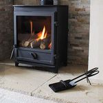 AuraHome Premium Hearth Fireside Tidy Brush Set, Shovel & Brush Quality Steel Matt Black Loop Design Handles. Wide Shovel Black Powder Coated for a Quality Finish, 42x14x5cm