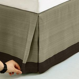 Premium Cotton Quality Bed Skirt Valance Including Cotton Fabric Go Over Bed Base (Dark Brown Stripe Edge, King)