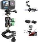 F1TP 360-degree Arbitrary Rotation Aluminum Multifunction Motorcycle Mount Bike Pole Mount Golf Cart Phone Holder Compatible with Go Pro Hero 13 12 11 10 9 8 DJI Action 4 3Cameras